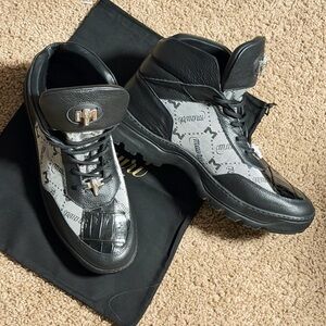 Mauri 3216 Black/Grey Genuine Crocodile/Fabric/Nappa Leather Boots